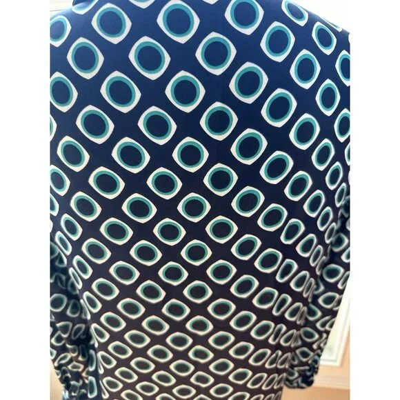 Zara Basics Navy & Green Geometric‎ Print Dress, Sz Small, Tunic - Picture 3 of 7